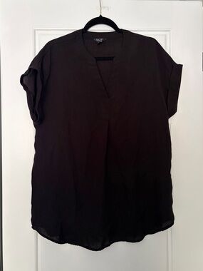 RACHEL Rachel Roy Black Short Sleeve V-Neck Tunic